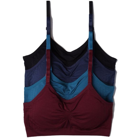 4-Pack Nylon-Spandex Comfort Cami Bra Pullover Design K0100 Winter New NWT